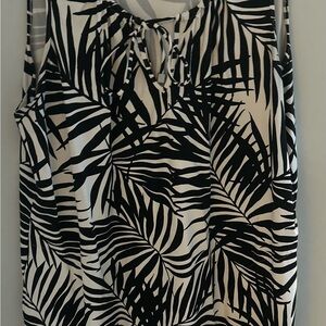 Lands' End Black and White Leaf Pattern dress